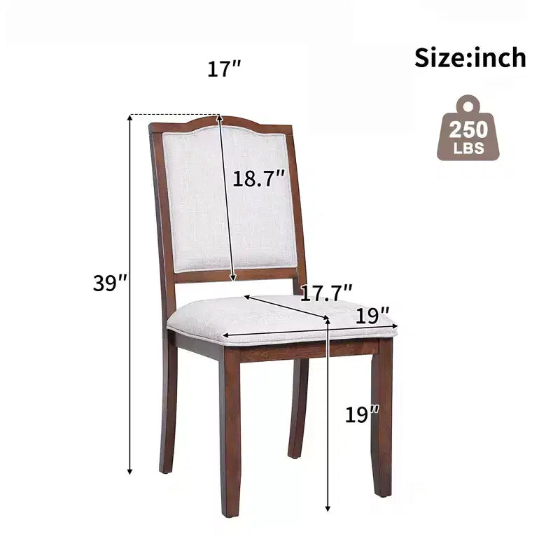 Set di 4 sedie da pranzo in stile rustico con schienali alti e seduta imbottita