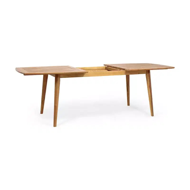 Ensemble de salle à manger de patio extérieur extensible de 7 pièces avec chaises empilables et table en bois d’acacia