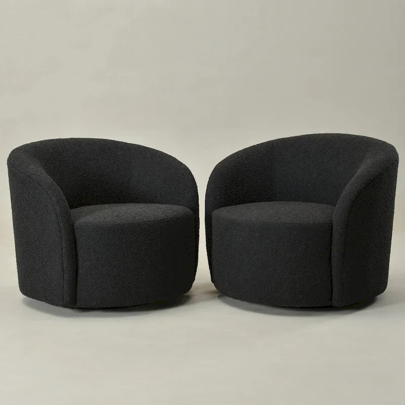 Fauteuil d’appoint pivotant KINWELL en forme de tonneau, rembourré, largeur 34 (lot de 2)