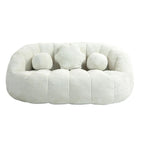 Fauteuil lounge blanc de 63,78 po, revêtu de chenille avec mousse haute densité
