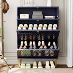 Meuble de rangement à chaussures CLIHOME pour entrée, 24 paires, avec tiroirs basculants, étagère et placard