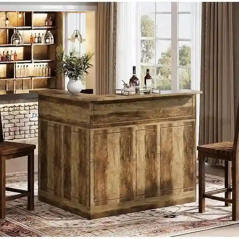 Mobile bar angolare a L con portabicchieri per il pub di casa