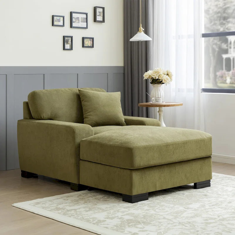 Canapé-lit moderne surdimensionné avec méridienne, style mi-siècle, avec coussin