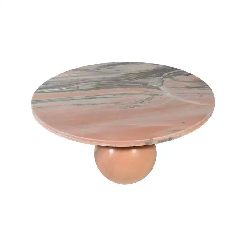 Table basse ronde en marbre avec pieds sphériques, multicolore, 4 places ??