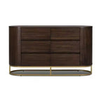 Cassettiera moderna a 6 cassetti con design a bordo vivo, base in metallo e struttura resistente in legno misto