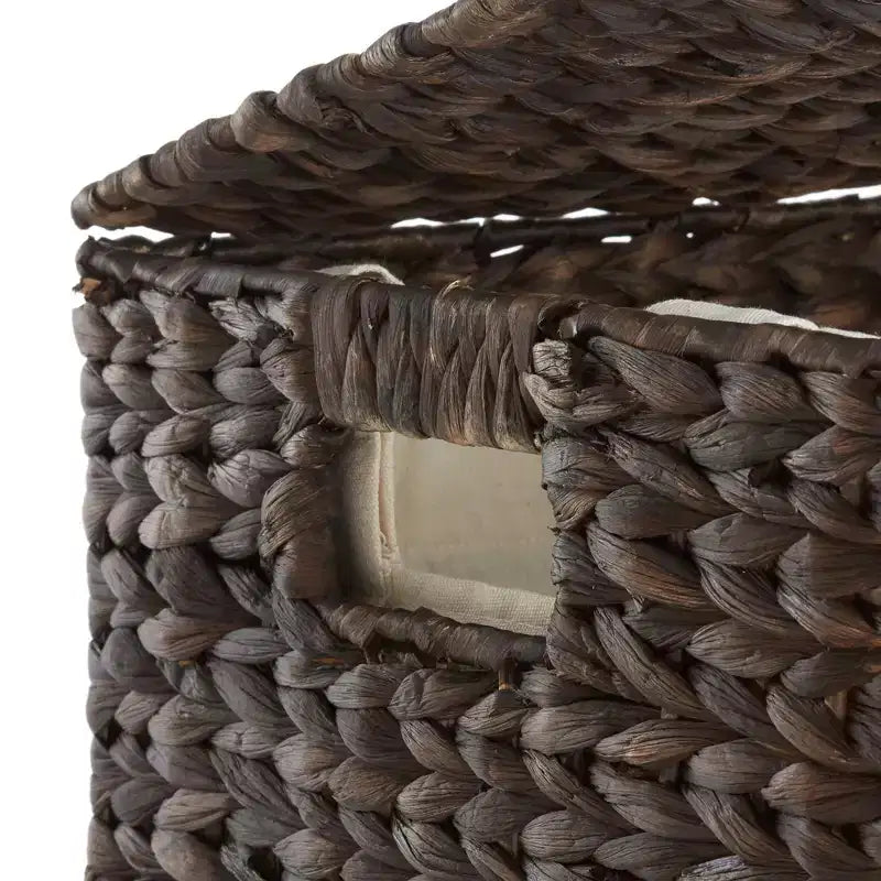 Cesto portabiancheria Casafield a 2 scomparti con coperchio e sacchetti foderati rimovibili, selezionatore in giacinto d'acqua intrecciato per i vestiti