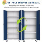 Armoire de rangement en acier de 71 pouces avec portes verrouillables et 4 étagères réglables, meuble métallique robuste pour abri d’auto/bureau/garde-manger, conception antirouille