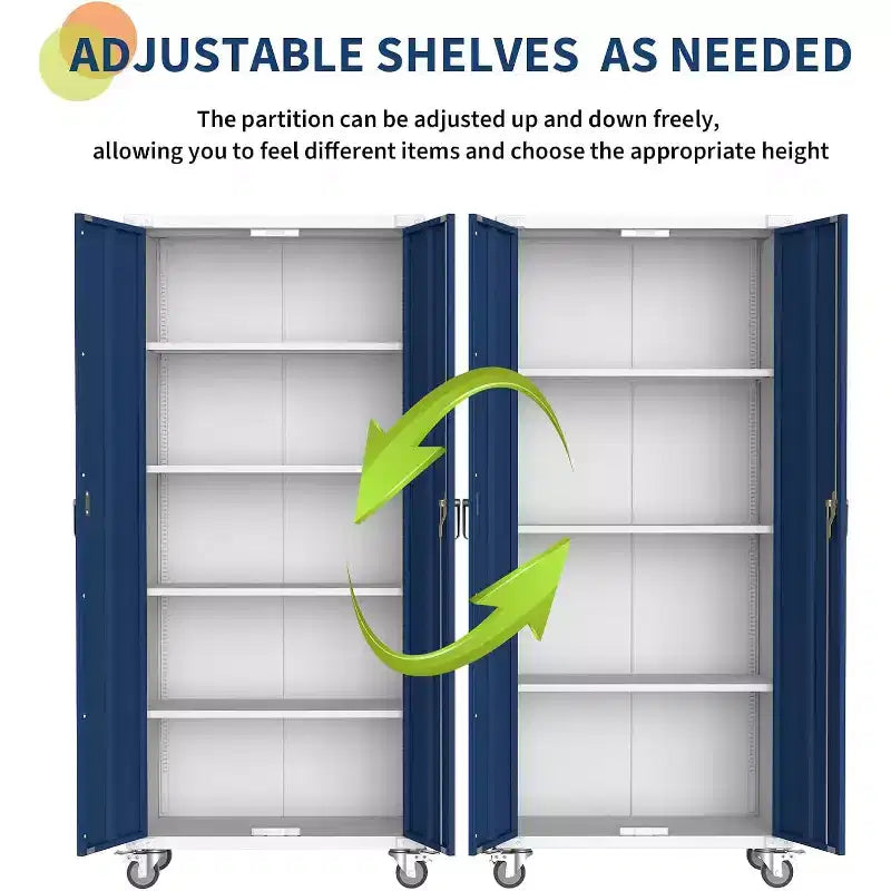 Armoire de rangement en acier de 71 pouces avec portes verrouillables et 4 étagères réglables, meuble métallique robuste pour abri d’auto/bureau/garde-manger, conception antirouille
