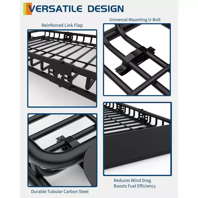 Cesto portabagagli da tetto resistente Global  Costruzione in acciaio, portata di 200 libbre, ampio portabagagli per SUV, auto e camion