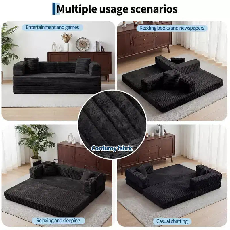 80.7 5-in-1 Divano letto trasformabile ??a coste, 1200 lbs, senza montaggio