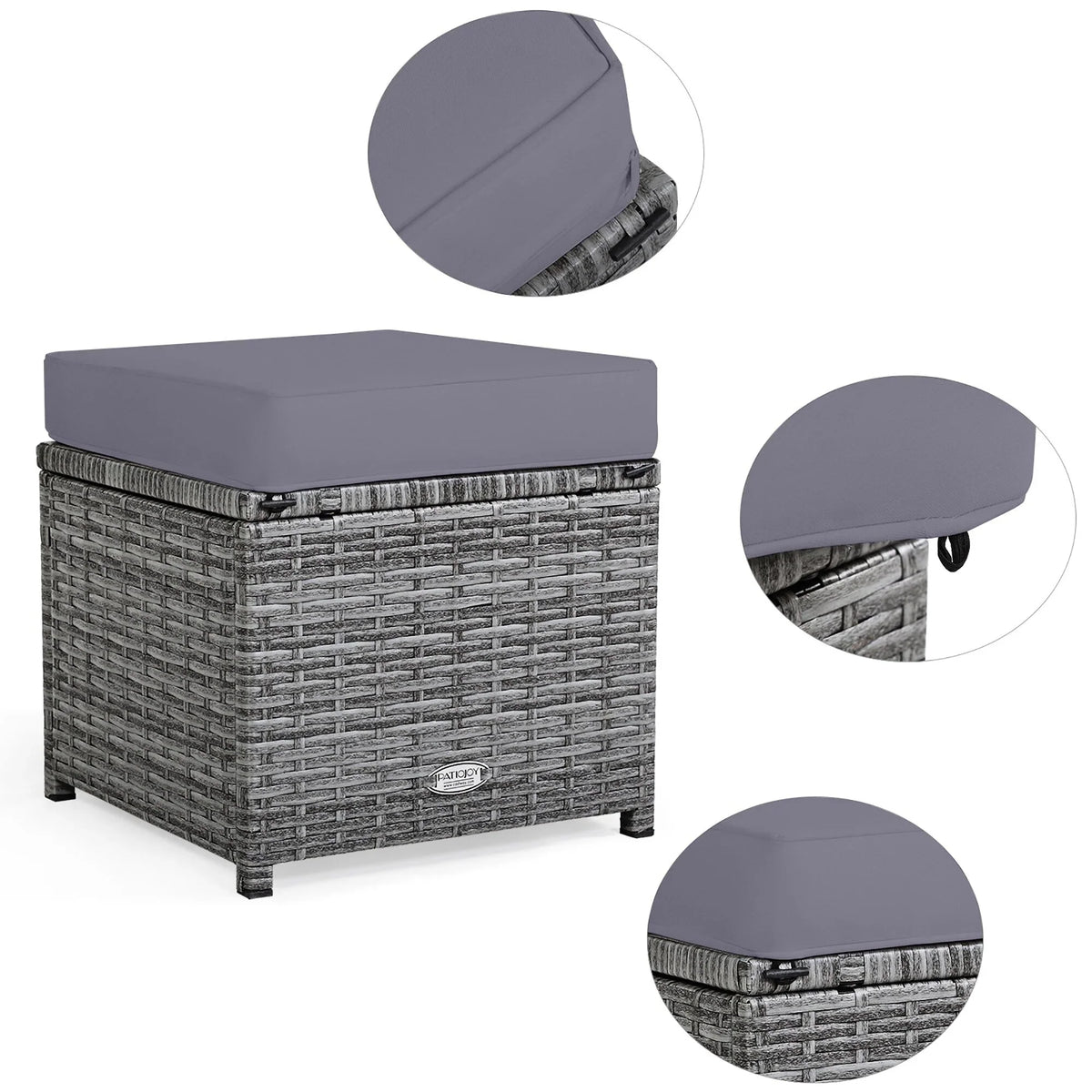 Costway Ensemble repas de jardin en rotin de 7 pièces, canapé d’angle, canapé et pouf — Voir les détails