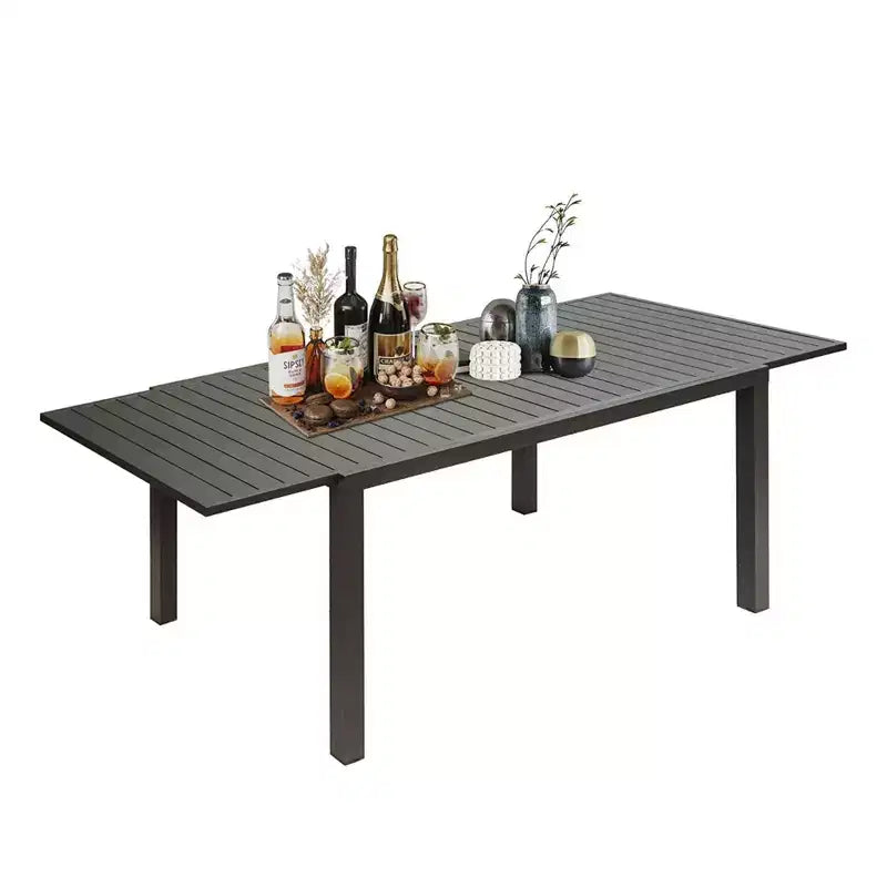 Table à manger Okak en aluminium, extensible, pour patio, salle à manger et cuisine