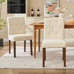 Set di 6/4 sedie da pranzo Parsons con bottoni capitonné, sedie da cucina in tessuto imbottito con gambe in legno e sedute imbottite, stile moderno