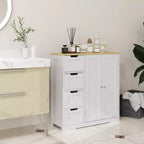 HOMCOM Mobiletto da bagno da pavimento con ripiano regolabile, mobile contenitore da bagno indipendente con 4 cassetti e 2 ante, bianco