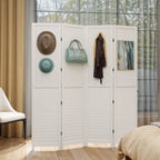Séparateur de pièce en bois blanc à 4 panneaux Moasis 67
