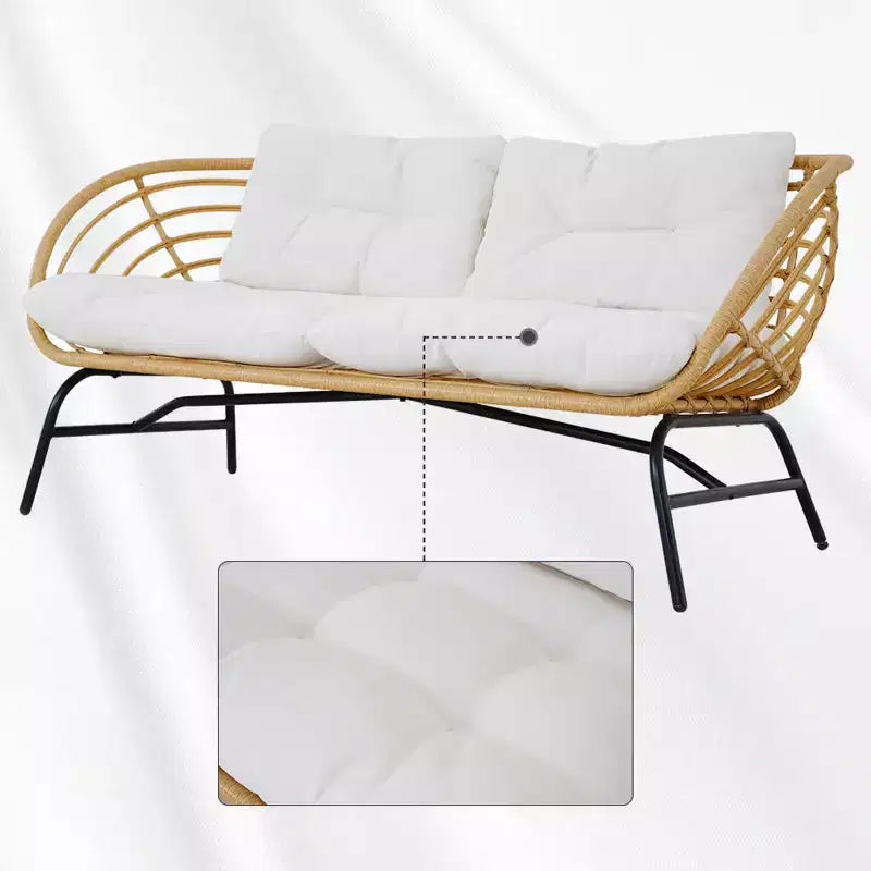 Set da patio in vimini GRANDPATIO da 5 pezzi per esterni, con divanetto a due posti