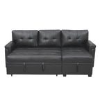 Divano componibile reversibile trasformabile con letto estraibile, chaise longue con contenitore nascosto e gambe resistenti