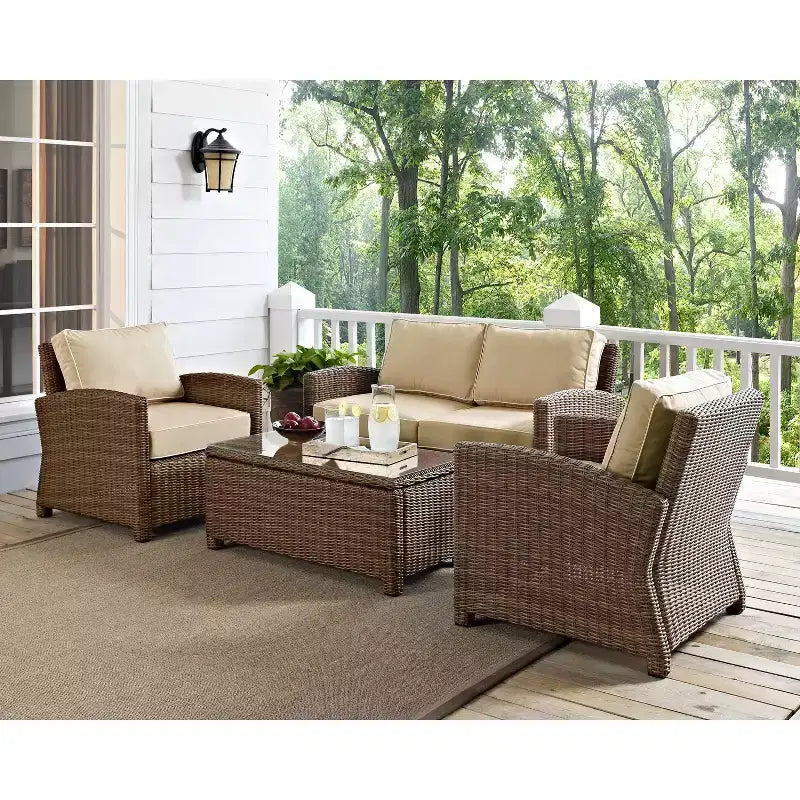Bradenton 4-delige loungeset van wicker voor buiten - Crosley