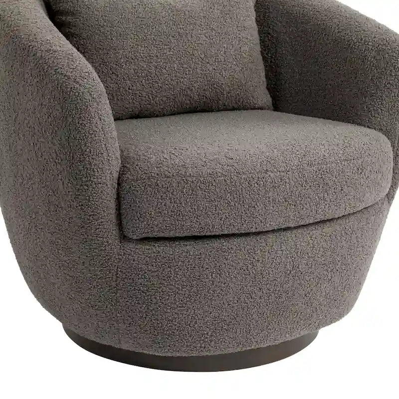 Fauteuil tonneau pivotant rembourré avec rangement, chaise d’appoint moderne pour salon, chambre, bureau ou coin lecture