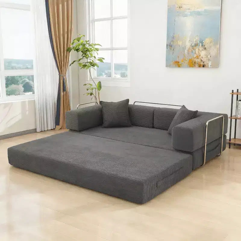 Canapé-lit pliant Dyonery 78 convertible en canapé en velours côtelé, format king, couchage au sol, 4-en-1, canapé modulaire à combiner soi-même, confortable et dépliant