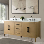 Meuble-lavabo Vanity Art 72 à double vasque avec plateau en marbre reconstitué