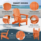 Polytrends Laguna Fade Resistant All Weather Outdoor Patio Folding Adirondack Chair