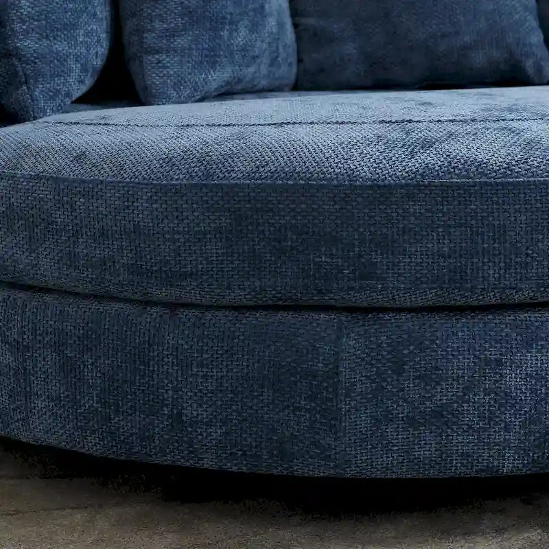 Fauteuil tonneau moderne rond avec 5 coussins et pouf en option