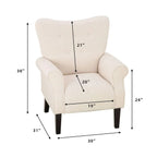 Fauteuil d’appoint moderne Erommy, fauteuil à dossier haut, canapé une place en tissu rembourré avec boutons et pieds en bois pour le salon