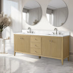 Meuble-lavabo Vanity Art 72 à double vasque avec plateau en marbre reconstitué
