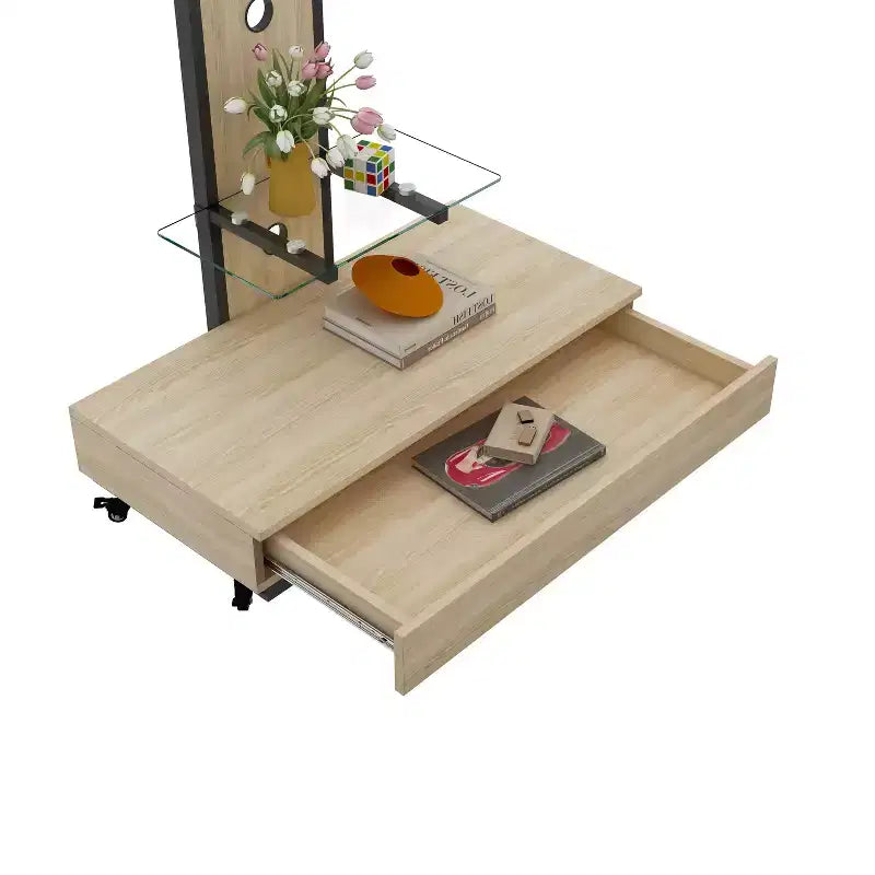 Meuble TV pour téléviseurs de 32 à 75 pouces, chariot TV mobile à hauteur réglable avec tiroir et roulettes pour le salon, la chambre et le bureau - ModernLuxe