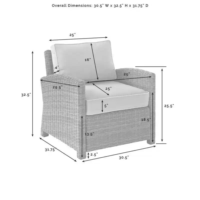 Bradenton 4-delige loungeset van wicker voor buiten - Crosley