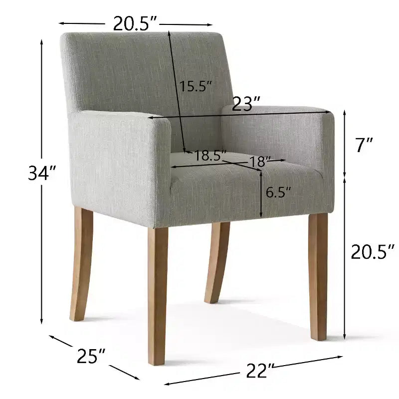 Ensemble de 6 chaises de salle à manger rembourrées avec accoudoirs, fauteuils modernes en lin avec pieds en bois, chaises d’appoint pour salle à manger et salon - Panipeachy