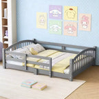 Letto Montessori basso Luxystar a una piazza e mezza, con sponde di sicurezza e testiera