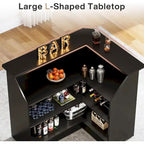 Mobile bar angolare a L con portabicchieri per il pub di casa
