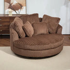 Fauteuil tonneau moderne rond avec 5 coussins et pouf en option