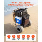 Carrello da spiaggia VEVOR con ruote grandi per la sabbia, piano di carico da 20 x 15, carrello pieghevole per sabbia con 12 ruote a palloncino, capacità di carico di 165 lb, argento+nero