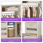 Ensemble Besiost de 3 éléments pour dressing d’angle avec étagères en colonne et tiroirs, organisateur de dressing autoportant avec tringles