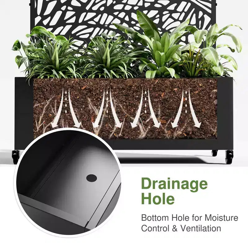 MAYEERTY jardinière en fer noir arquée de 72x47 avec treillis, ensemble de 3 panneaux décoratifs pour jardin, terrasse et balcon