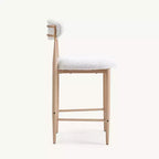 Ensemble de 4 tabourets de bar sans accoudoirs en bouclé, pieds en métal effet bois pour cuisine, salon, restaurant ou café – Morden Fort