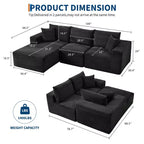 108 modernes Sofa, 3-Sitzer-Sofa in L-Form mit Polsterbezug und Kissen, Sofa mit tiefer Sitzfläche, keine Montage erforderlich