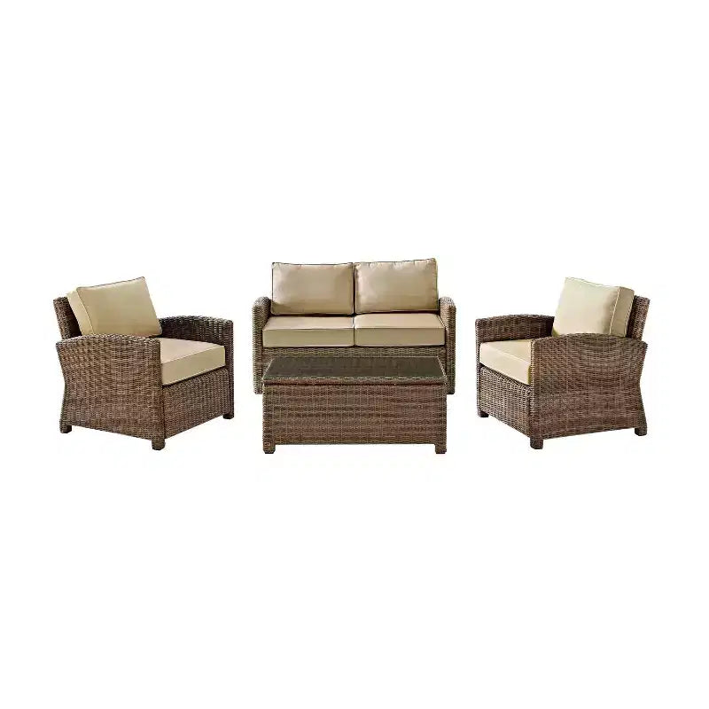 Bradenton 4-delige loungeset van wicker voor buiten - Crosley