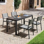 Ensemble de salle à manger de patio extérieur en aluminium de 5/7 pièces, chaises empilables et table extensible