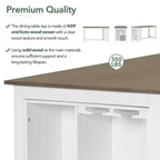 Set da pranzo in stile rustico composto da 5 pezzi, altezza bancone, con sedie per 4 persone, tavolo rettangolare in legno con ripiani contenitori e scomparto portabottiglie