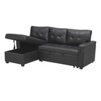 Divano componibile reversibile trasformabile con letto estraibile, chaise longue con contenitore nascosto e gambe resistenti