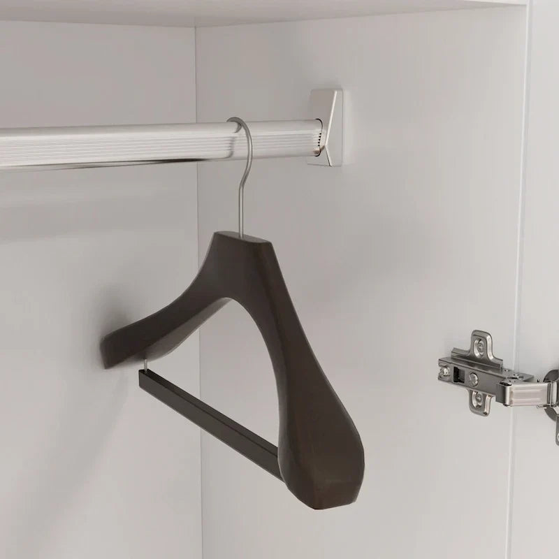 Armoire-penderie à 2 portes, armoire de chambre autoportante avec tringle