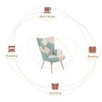 Fauteuil d’appoint avec pouf, ensemble fauteuil et pouf pour le salon, fauteuil d’appoint confortable avec accoudoirs pour la chambre, revêtement en tissu à motifs créatifs