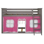 Lit superposé bas Max & Lily, 2 couchages simples, avec rideaux