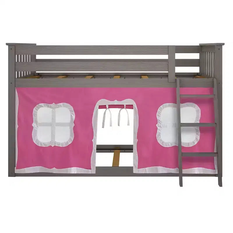 Lit superposé bas Max & Lily, 2 couchages simples, avec rideaux