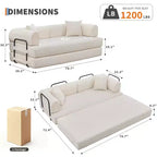 Canapé-lit convertible 4-en-1, matelas de sol pliant en velours côtelé sans cadre de 79 pouces avec oreiller, causeuse sans assemblage pour petit appartement
