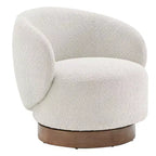 Fauteuil tonneau pivotant rembourré d’appoint Spruce&Spring avec base en bois